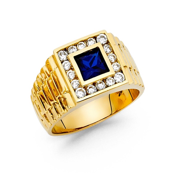 14K Yellow Gold CZ Men's Ring